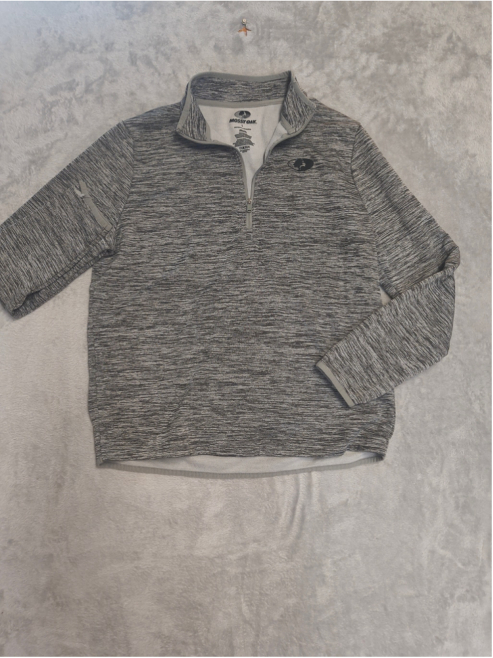 Men's Mossy Oak Quarter Zip Sweatshirt Grey Black Size L